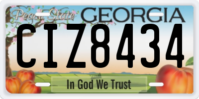 GA license plate CIZ8434