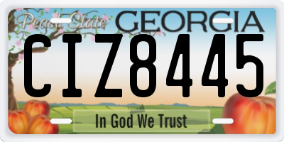 GA license plate CIZ8445