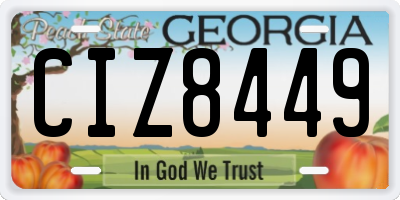 GA license plate CIZ8449