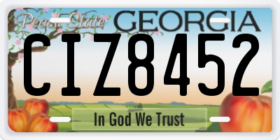 GA license plate CIZ8452