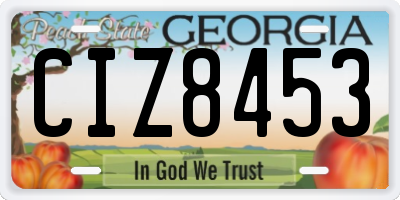 GA license plate CIZ8453