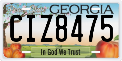 GA license plate CIZ8475