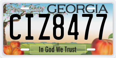 GA license plate CIZ8477