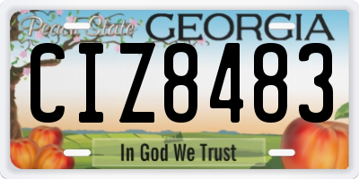 GA license plate CIZ8483