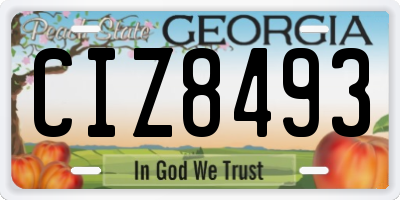 GA license plate CIZ8493
