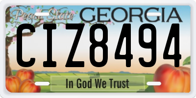 GA license plate CIZ8494