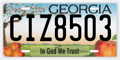 GA license plate CIZ8503
