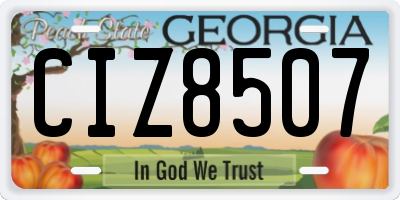 GA license plate CIZ8507