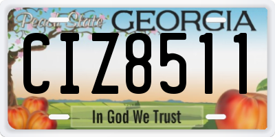 GA license plate CIZ8511
