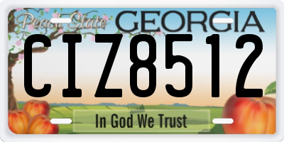 GA license plate CIZ8512