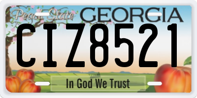 GA license plate CIZ8521