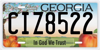 GA license plate CIZ8522