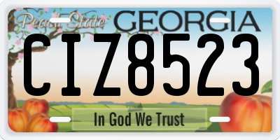 GA license plate CIZ8523