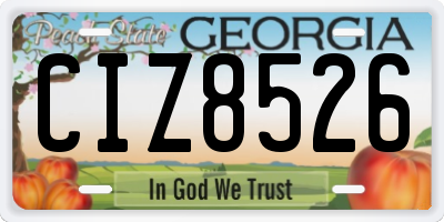 GA license plate CIZ8526