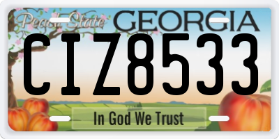 GA license plate CIZ8533