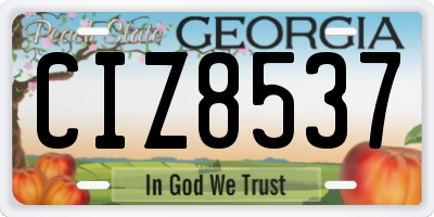 GA license plate CIZ8537