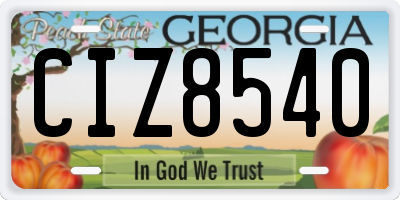 GA license plate CIZ8540