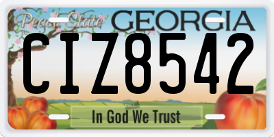 GA license plate CIZ8542