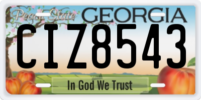 GA license plate CIZ8543