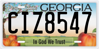 GA license plate CIZ8547