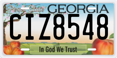 GA license plate CIZ8548