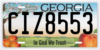 GA license plate CIZ8553