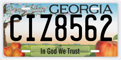 GA license plate CIZ8562