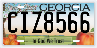 GA license plate CIZ8566