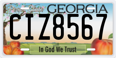 GA license plate CIZ8567