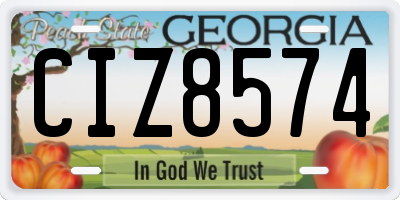 GA license plate CIZ8574