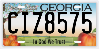 GA license plate CIZ8575