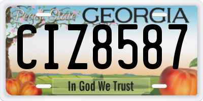 GA license plate CIZ8587