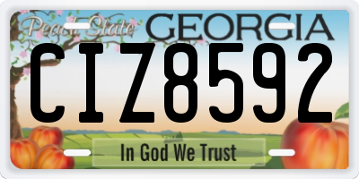 GA license plate CIZ8592