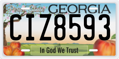 GA license plate CIZ8593