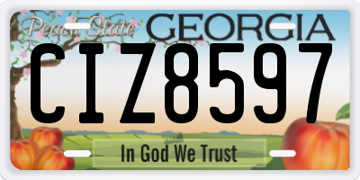 GA license plate CIZ8597
