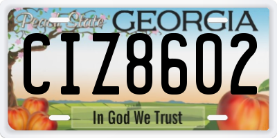 GA license plate CIZ8602