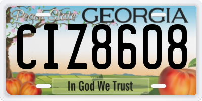GA license plate CIZ8608