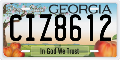 GA license plate CIZ8612