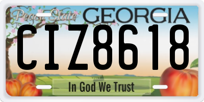 GA license plate CIZ8618