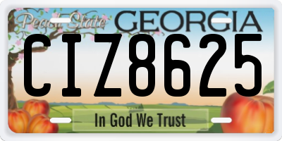 GA license plate CIZ8625