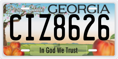 GA license plate CIZ8626