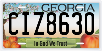 GA license plate CIZ8630