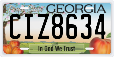 GA license plate CIZ8634