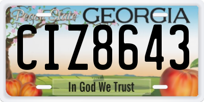 GA license plate CIZ8643