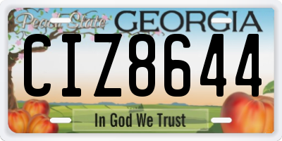 GA license plate CIZ8644