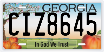 GA license plate CIZ8645