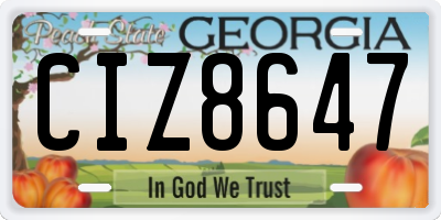 GA license plate CIZ8647