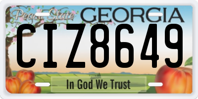 GA license plate CIZ8649