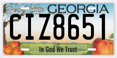 GA license plate CIZ8651