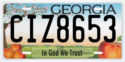GA license plate CIZ8653